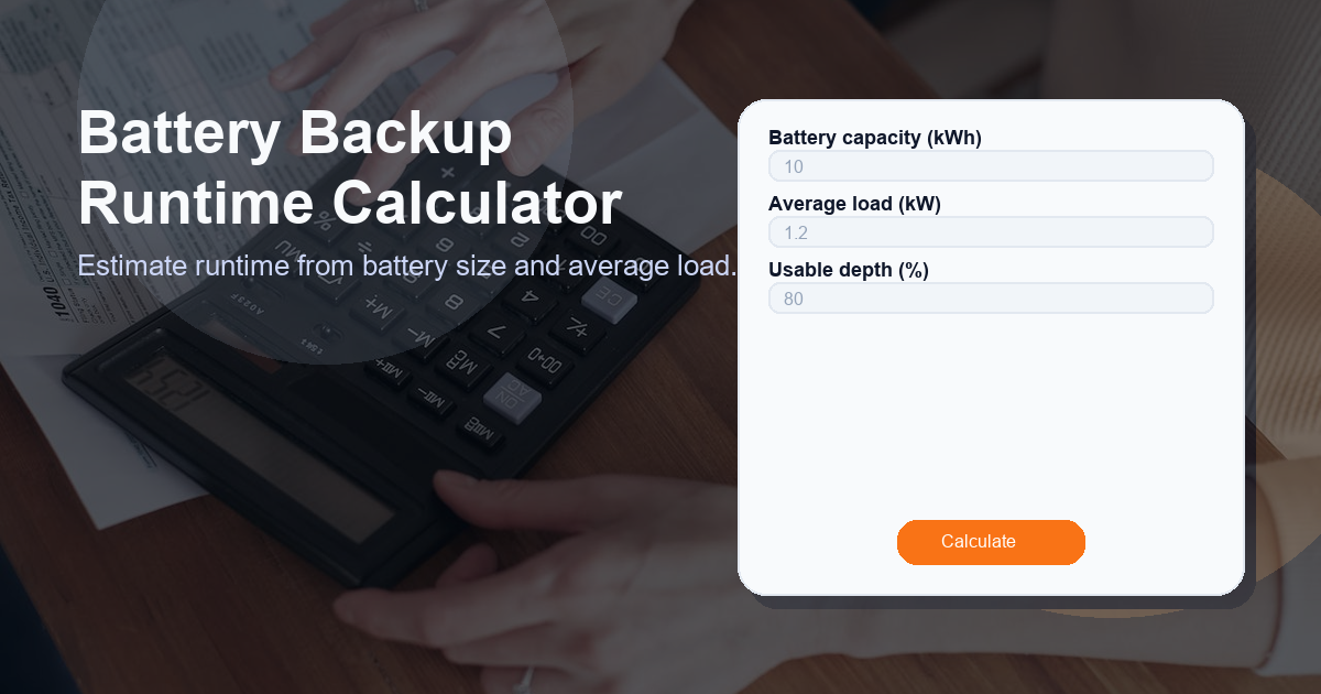 Estimate runtime from battery size and average load.