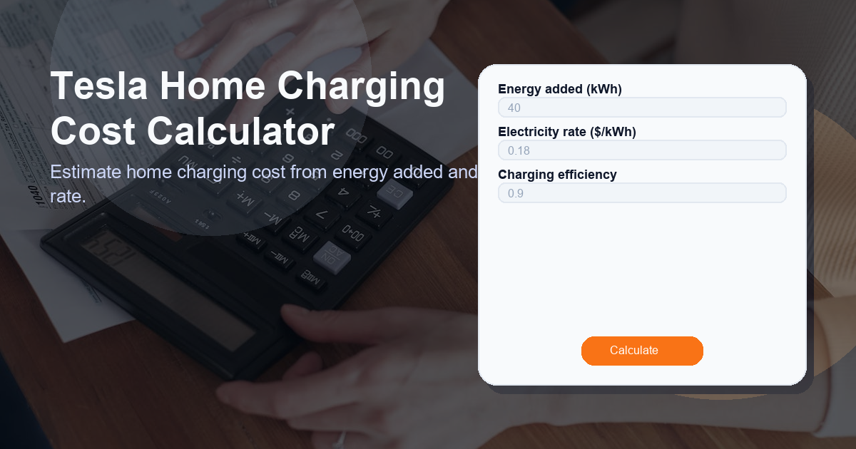 Estimate home charging cost from energy added and rate.