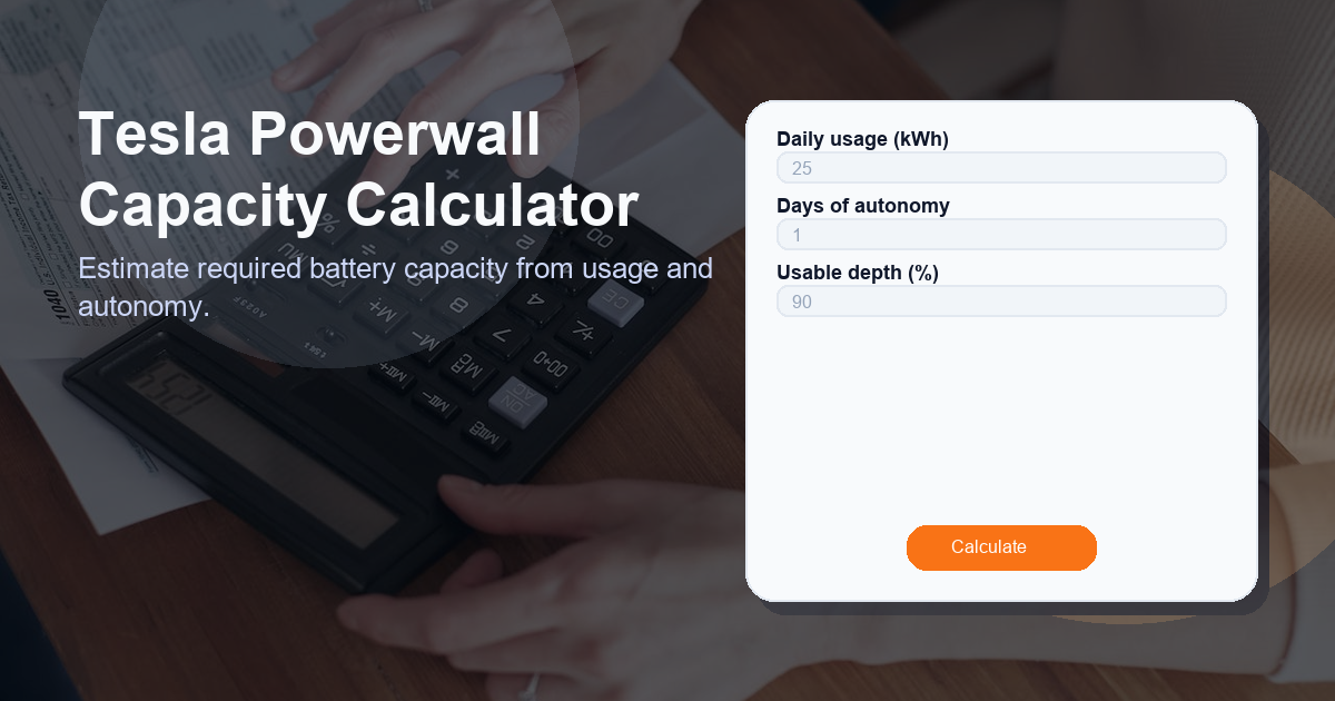 Estimate required battery capacity from usage and autonomy.